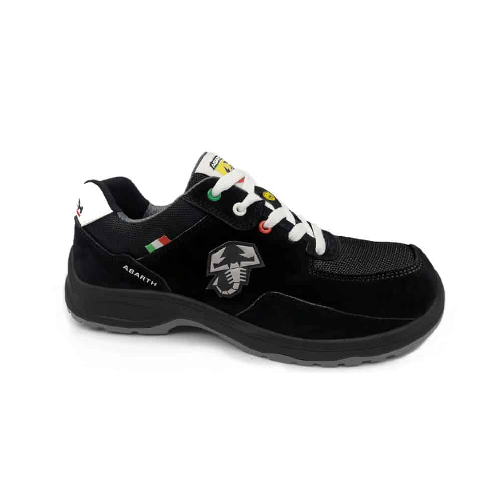 Chaussures de sécurité basses Abarth Partenza S3 en cuir suédé noir avec protection renforcée