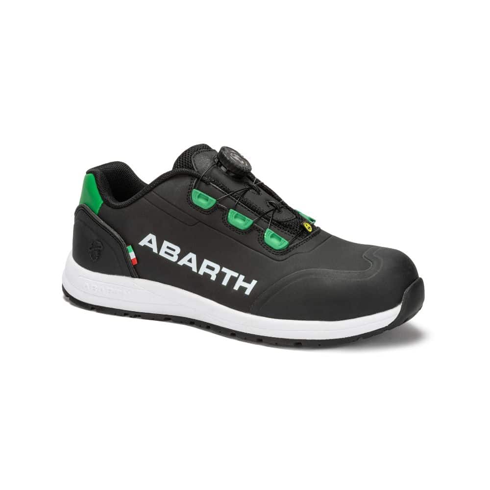 Chaussures de sécurité basses Abarth Basso Black S3 en microfibre nanotechnologique avec système de fermeture rotatif